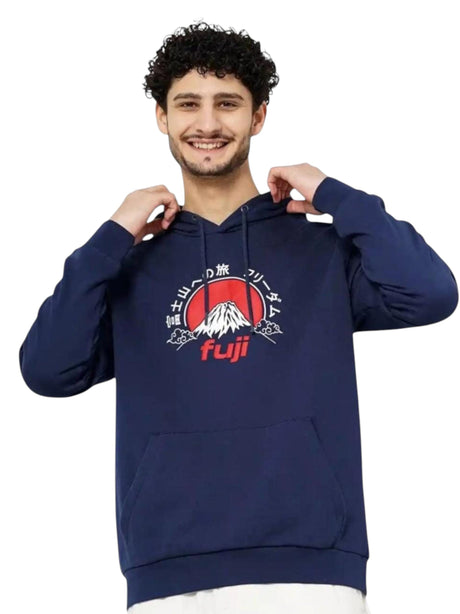 Image for Men's Printed Hoodie,Navy