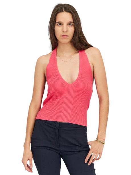 Image for Women's Open Back Knitted Top,Pink