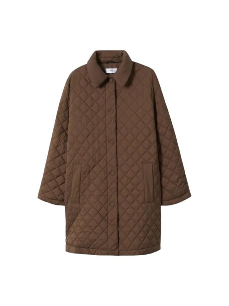 Image for Women's Quilted Long Jacket,Brown