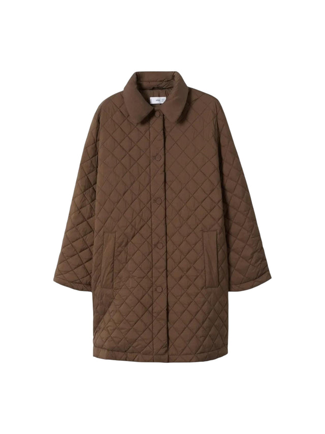 Image for Women's Quilted Long Jacket,Brown