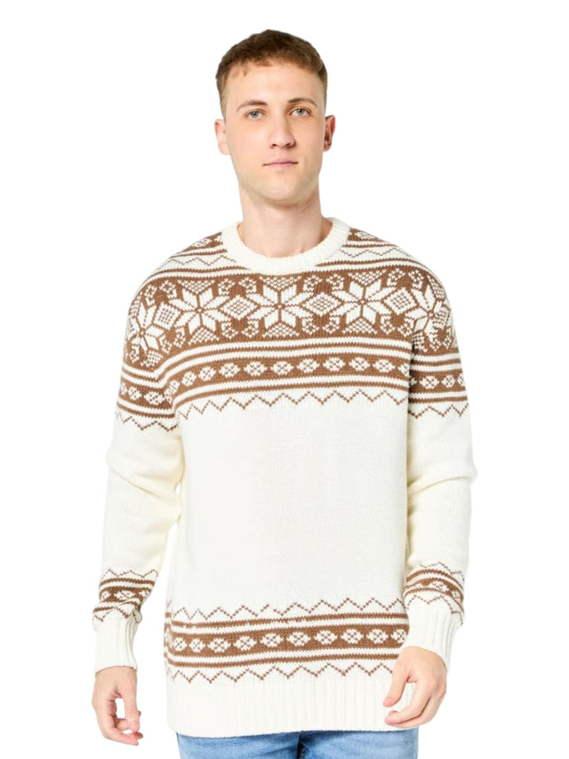 Image for Men's Printed Sweaters,Brown\White
