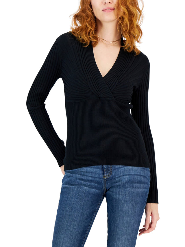 Image for Women's Wrap Knitted Top,Black