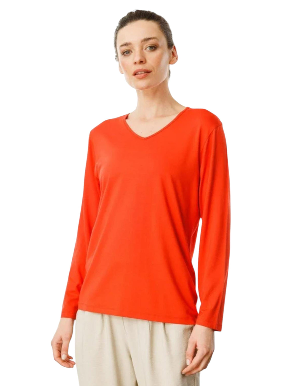 Image for Women's Plain Solid Sleepwear Top,Orange 