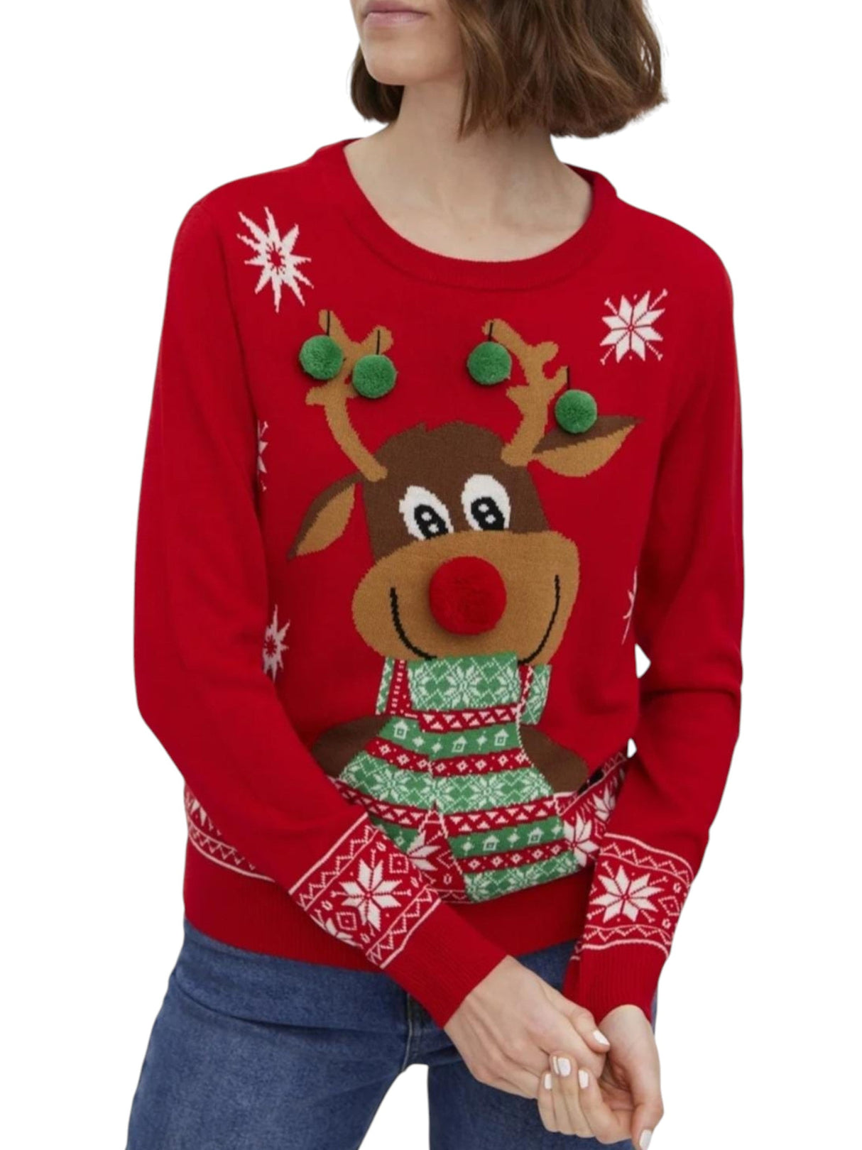 Image for Women's Graphic Printed Sweaters,Red