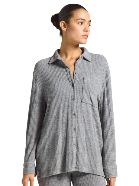 Image for Women's Ribbed Sleepwear Top,Dark Grey