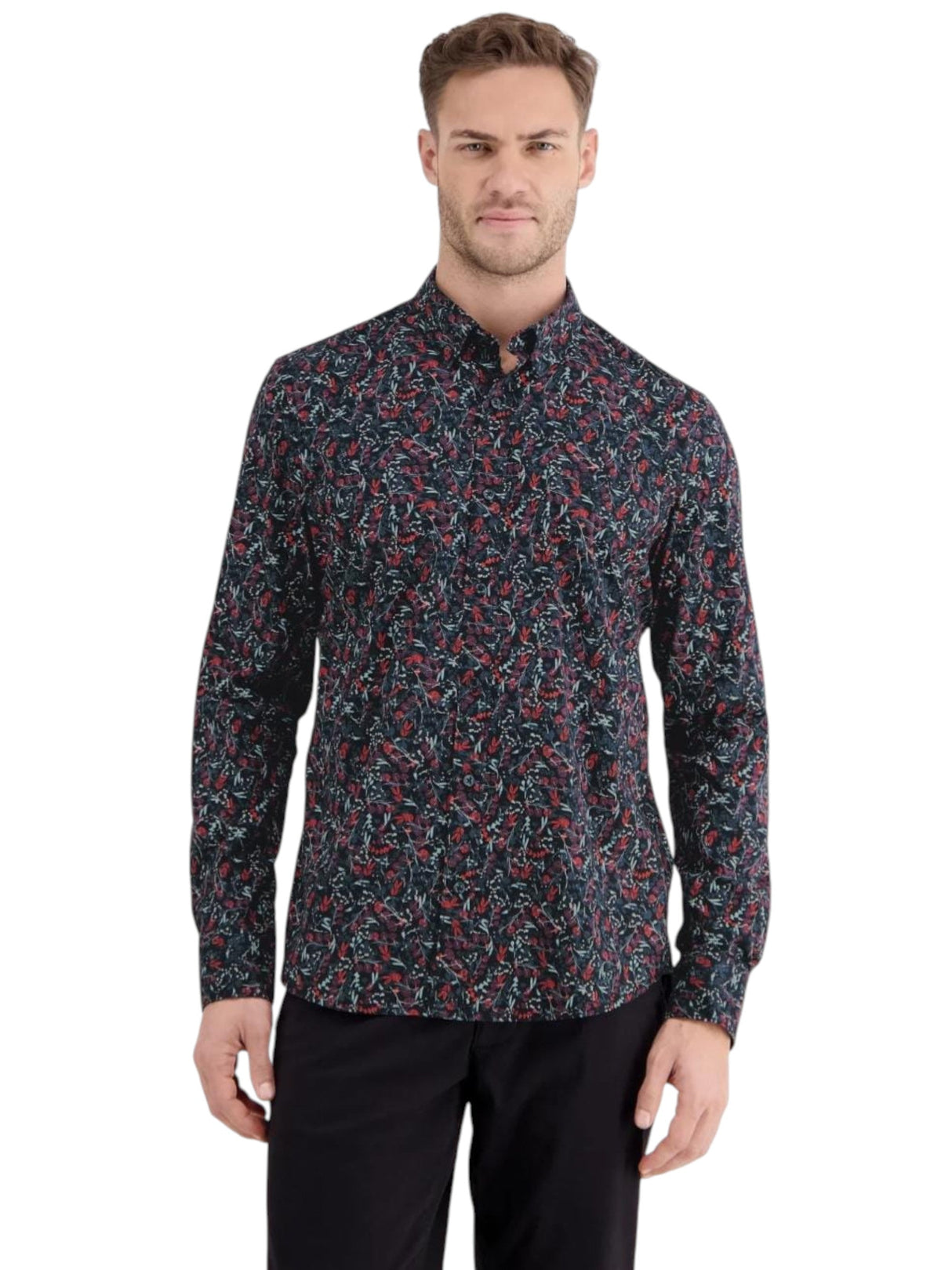 Image for Men's Graphic Dress Shirt,Navy