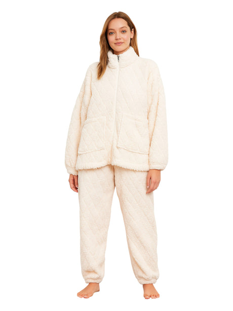 Image for Women's Faux Fur Pajama Set Sweaters&Pant,Cream