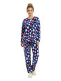 Image for Women's Printed Faux Fur Pajama Set Sweaters&Pant,Indigo