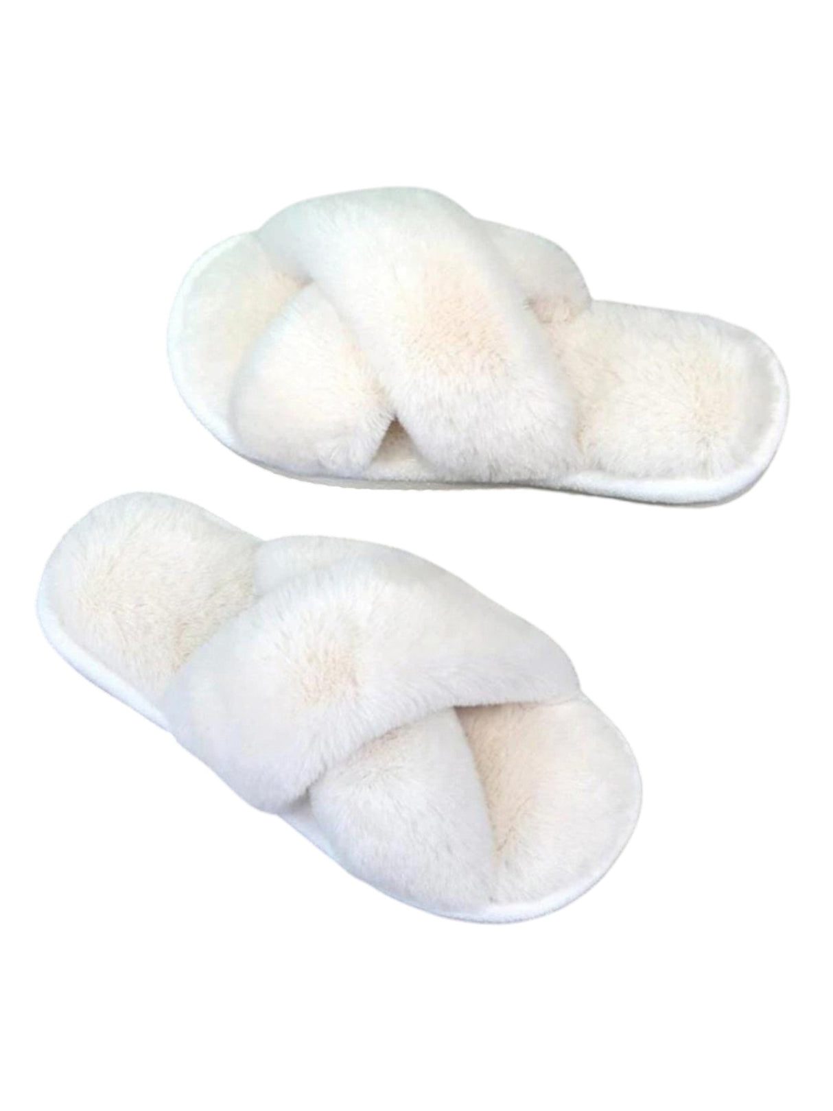 Image for Women's Faux Fur Slippers,White