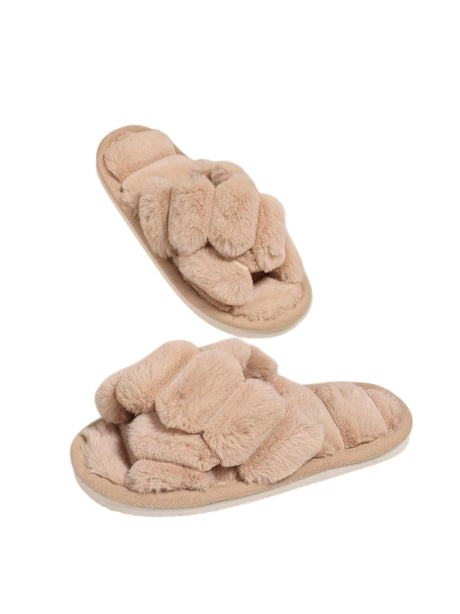 Image for Women's Faux Fur Slippers,Beige
