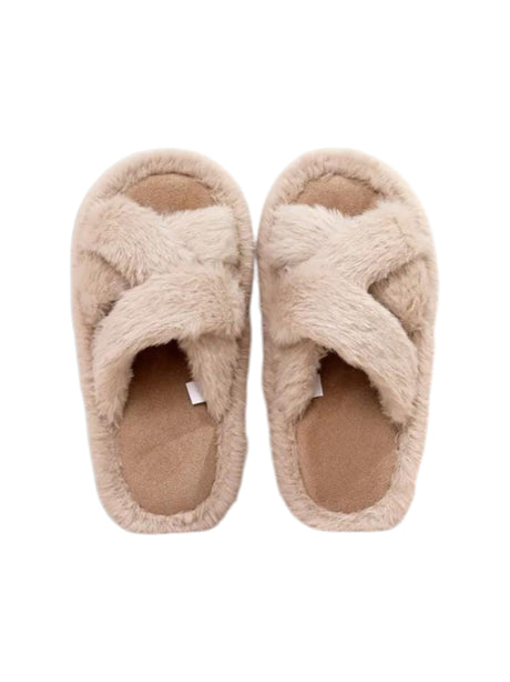 Image for Women's Faux Fur Slippers,Beige