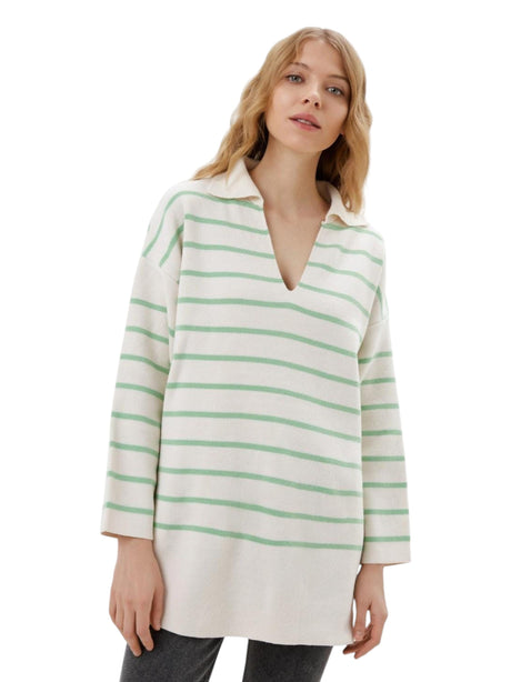 Image for Women's Striped Knitted Sweaters,White