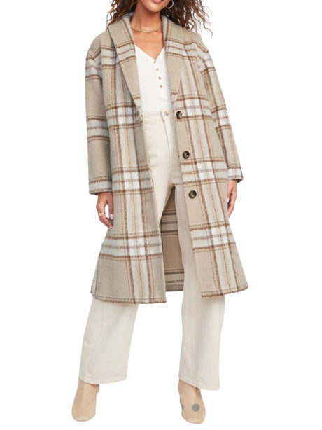 Image for Women's Plaid Classic Coat,Beige