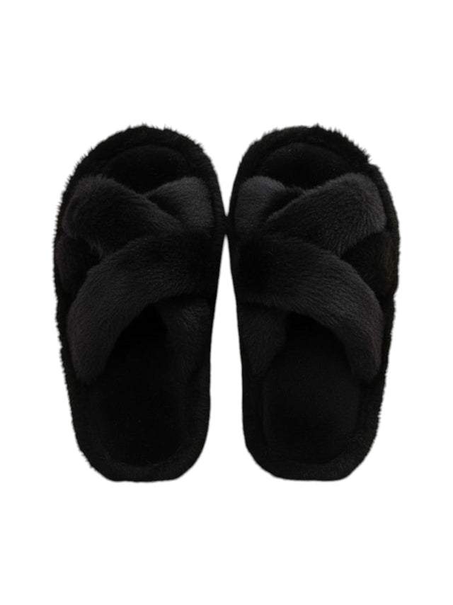 Image for Women's Faux Fur Slippers,Black