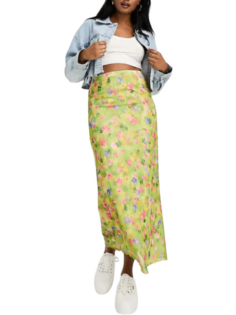 Image for Women's Floral Printed Skirt,Green
