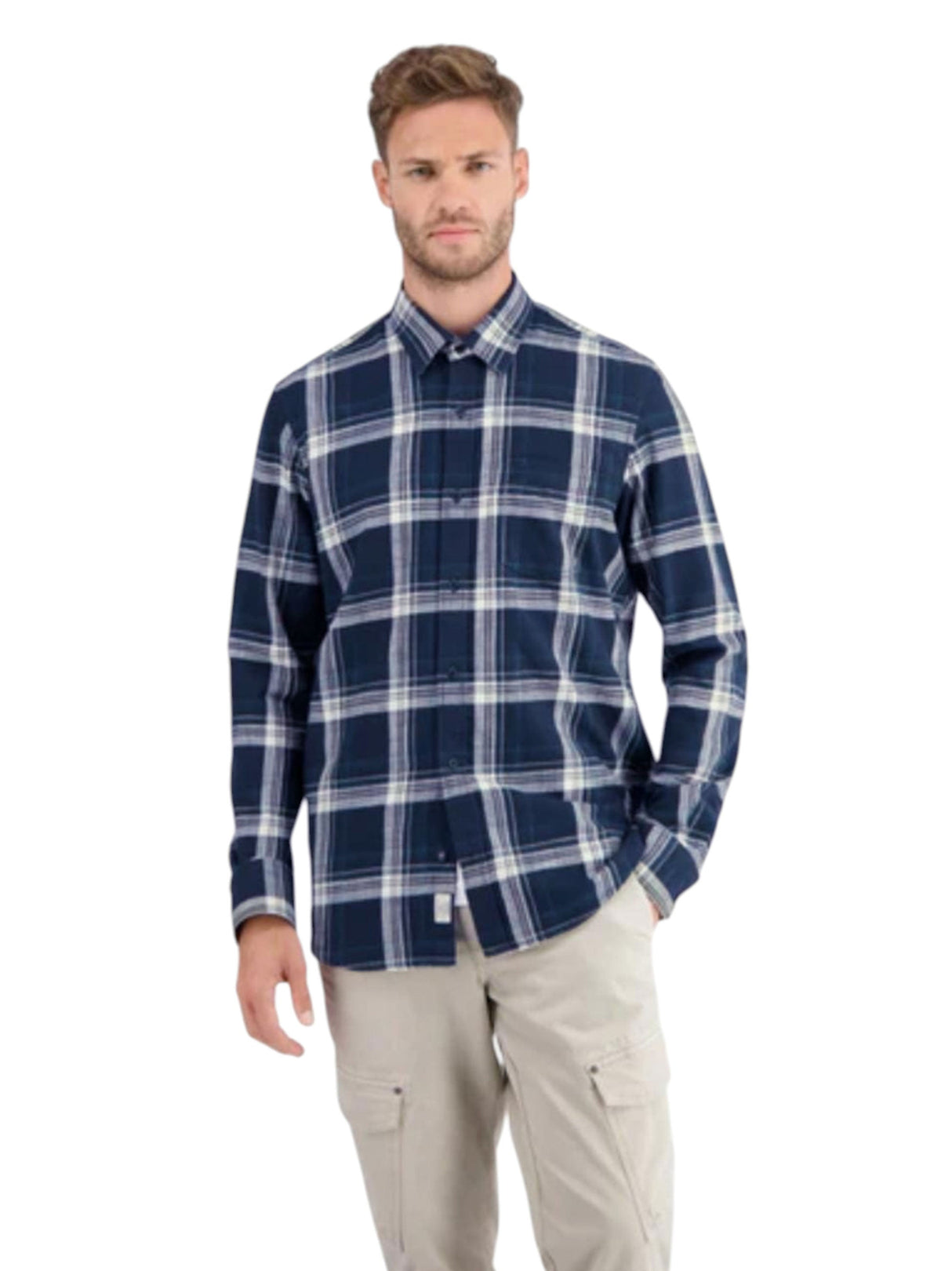 Image for Men's Plaid Dress Shirt,Navy