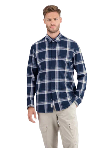 Image for Men's Plaid Dress Shirt,Navy