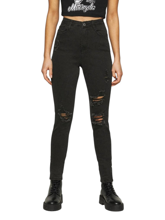 Image for Women's Ripped Washed Jeans,Black