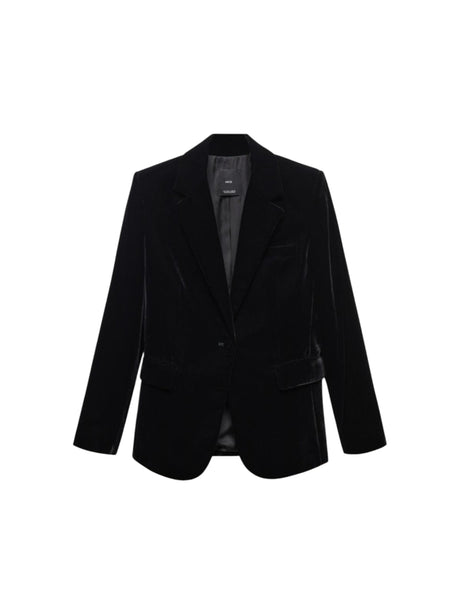 Image for Women's Velvet Textured Blazer,Black