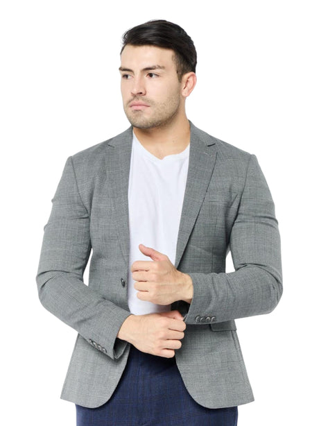 Image for Men's Plaid Blazer,Grey