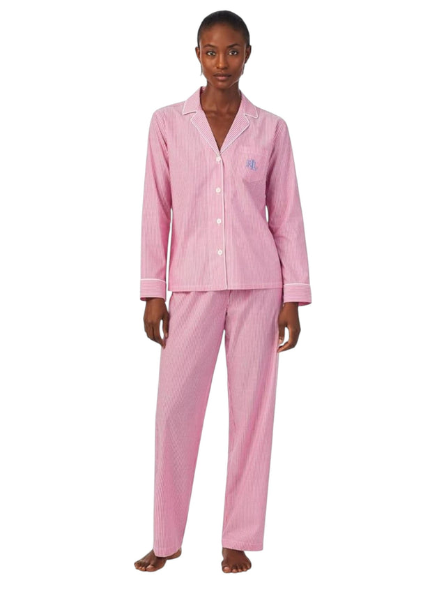 Image for Women's Striped Pajama Set Chemise&Pant,Pink