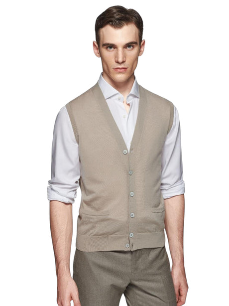 Image for Men's Kintted Vest,Beige 