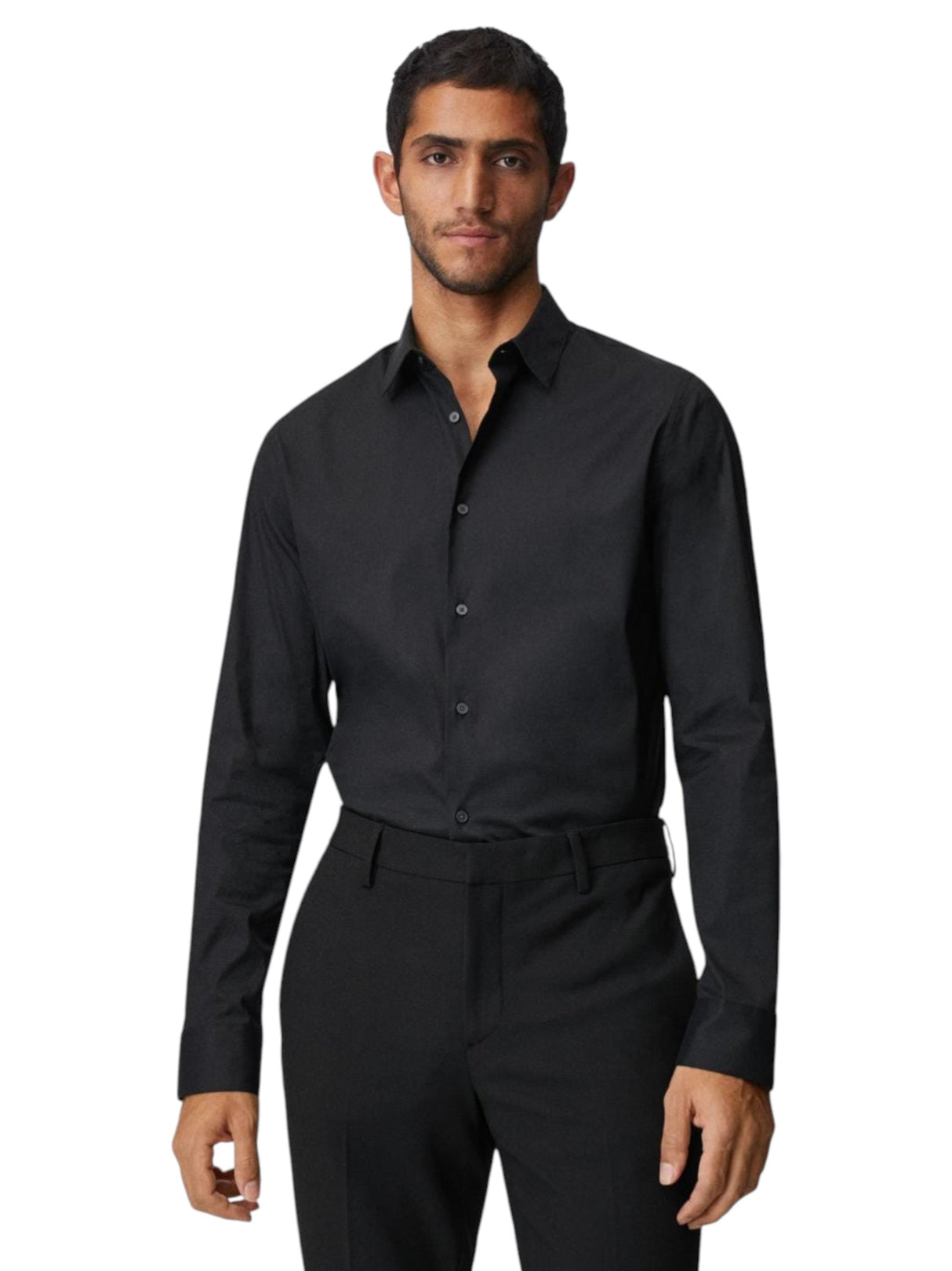 Image for Men's Plain Solid Dress Shirt,Black 