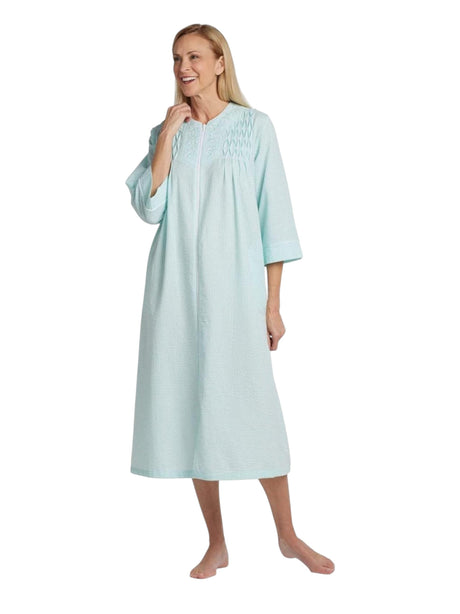 Image for Women's Plaid Kintted Robe,Turquoise/White