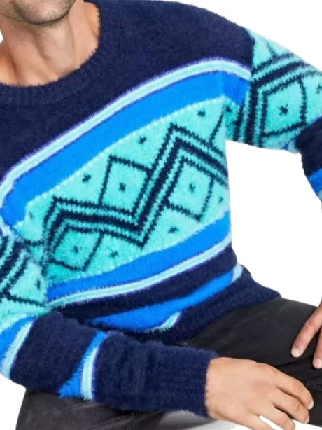 Image for Men's Graphic Knitted Sweaters,Navy