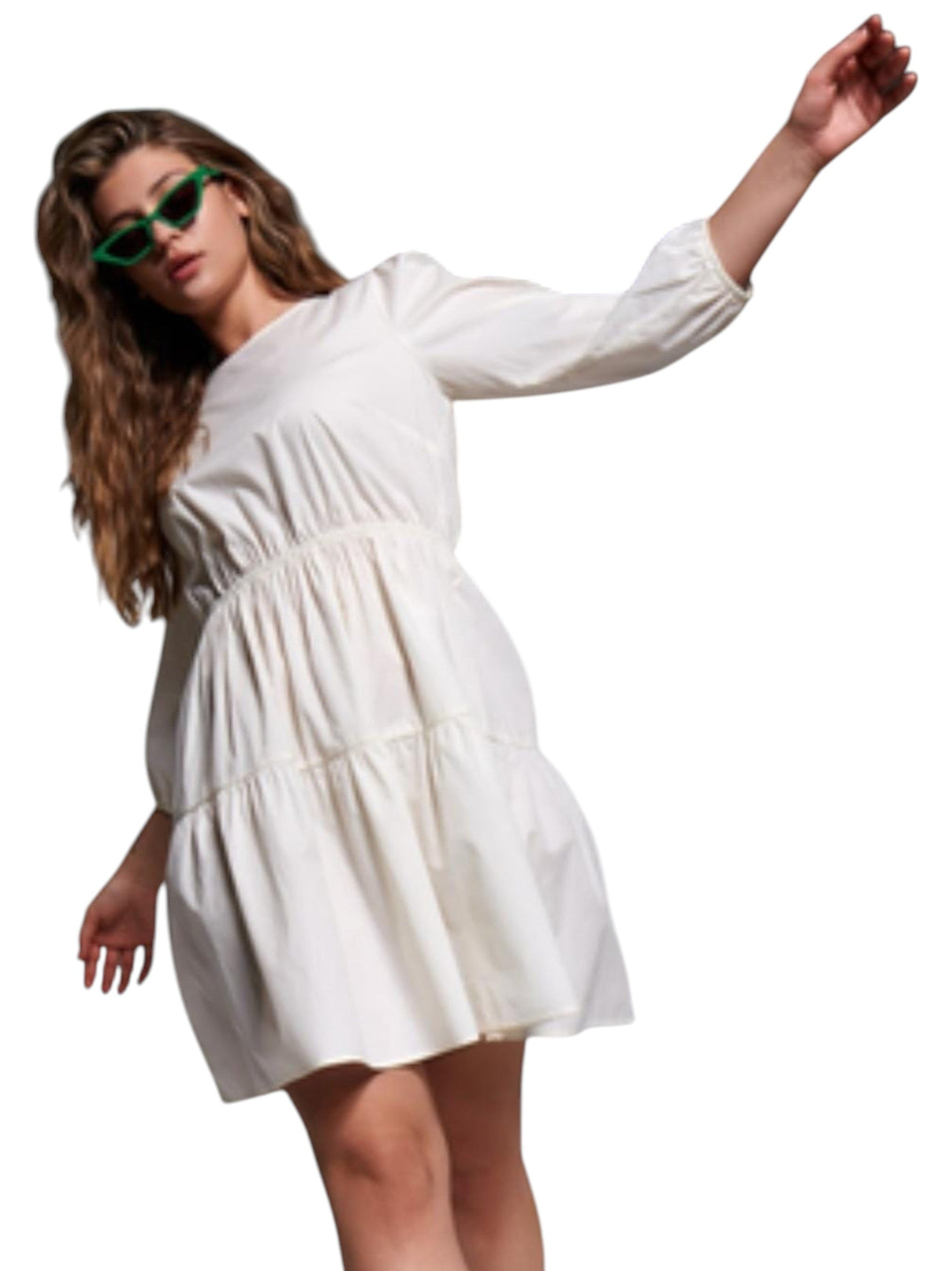 Image for Women's Plain Open Back Dress,Off White