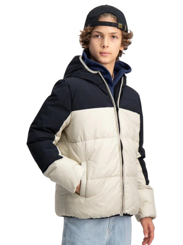 Image for Kids Boy's Colorblocked Quilted Jacket,Beige/Black