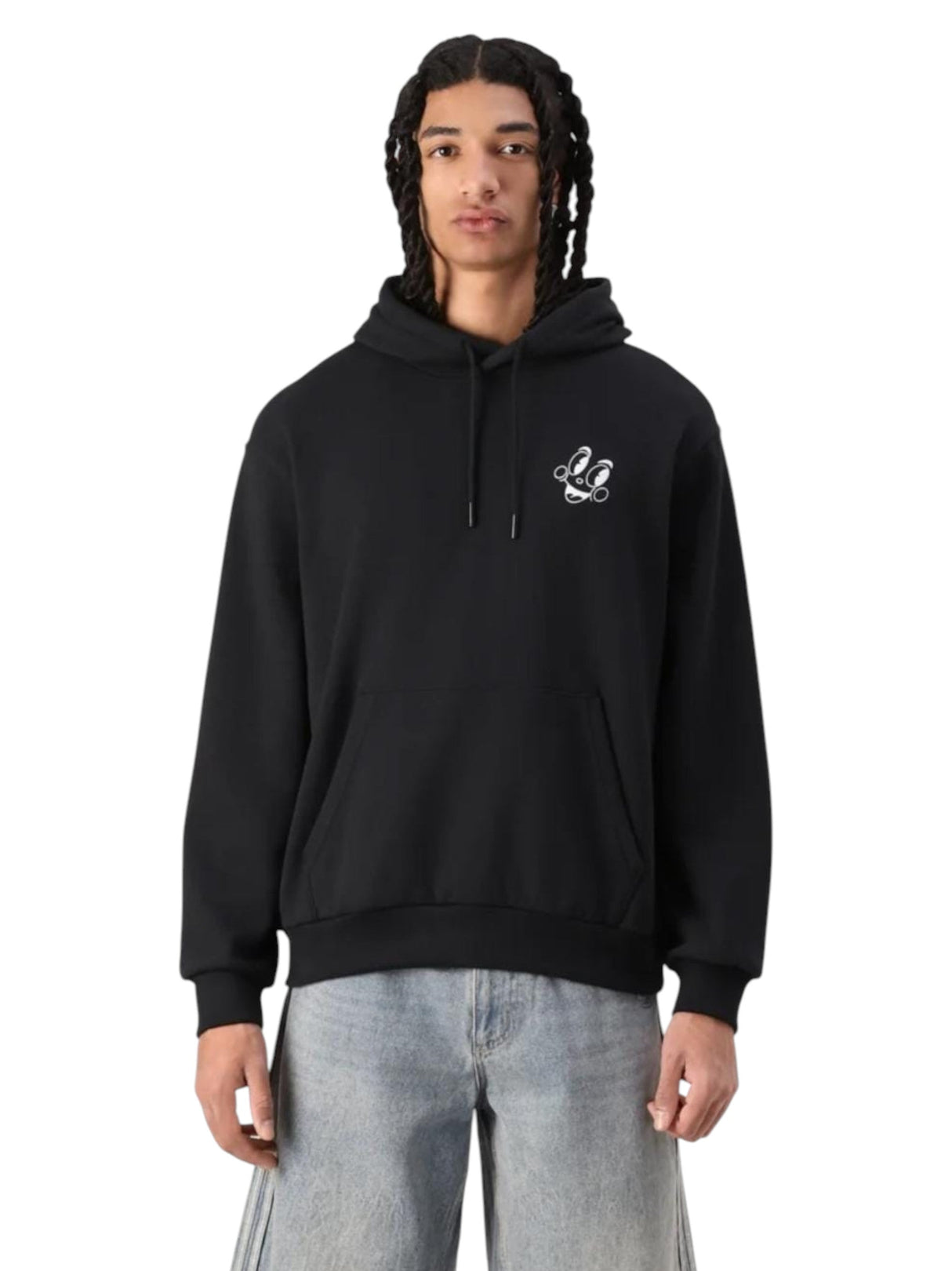 Image for Men's Graphic Printed Back Hoodie,Black