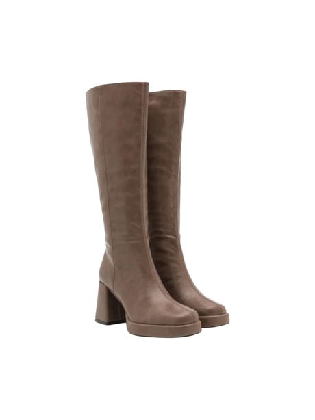 Image for Women's Plain Knee High Shoes,Brown