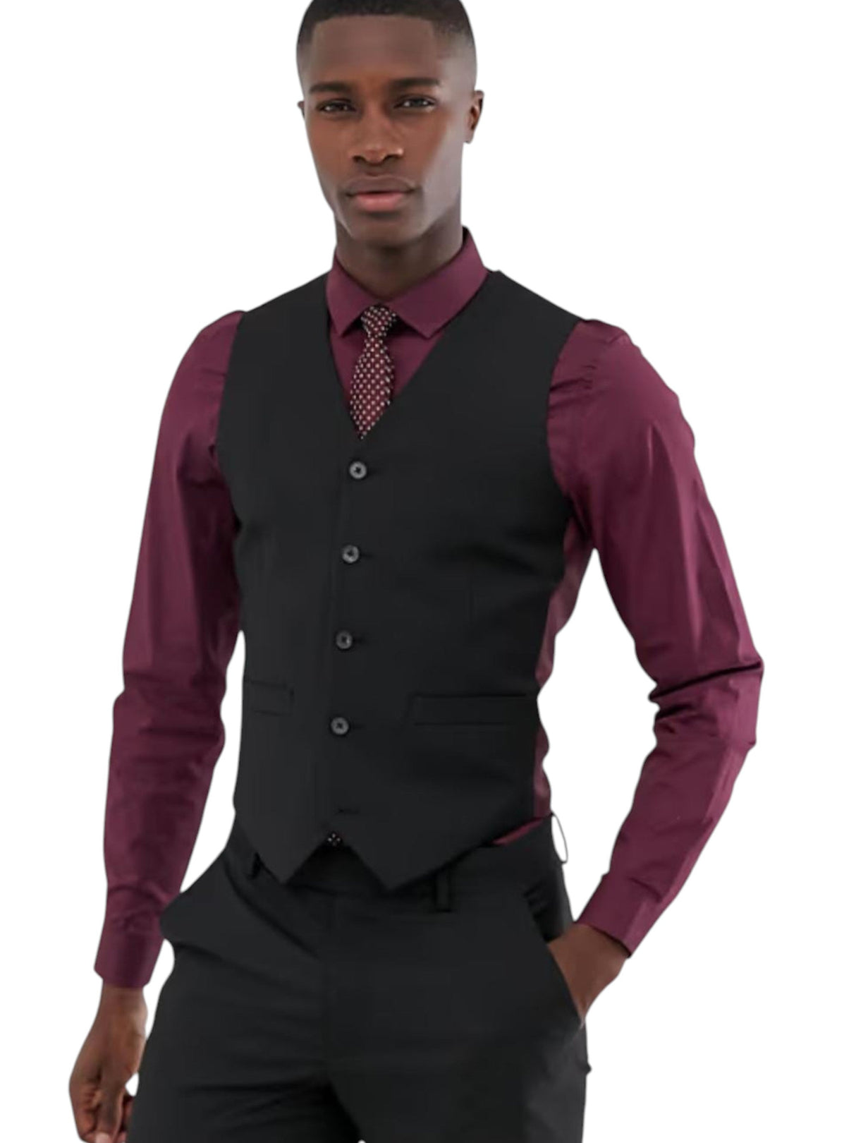 Image for Men's Plain Vest,Burgundy/Black