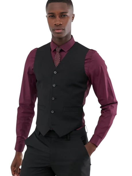 Image for Men's Plain Vest,Burgundy/Black