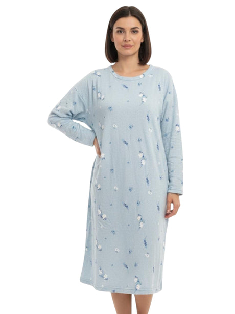 Image for Women's Printed Faux Fur Robe,Light Blue