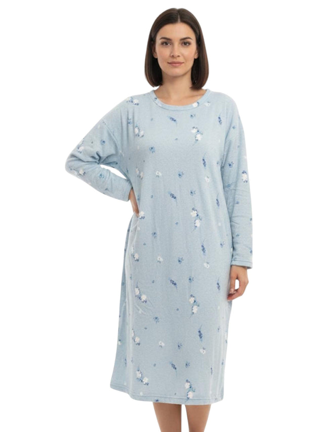 Image for Women's Printed Faux Fur Robe,Light Blue