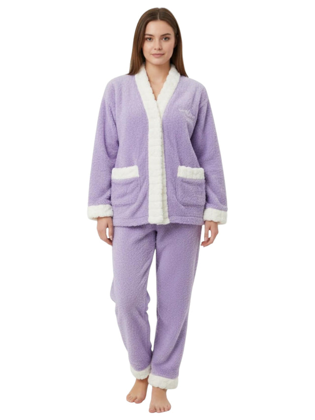 Image for Women's Faux Fur Pajama Set,Purple