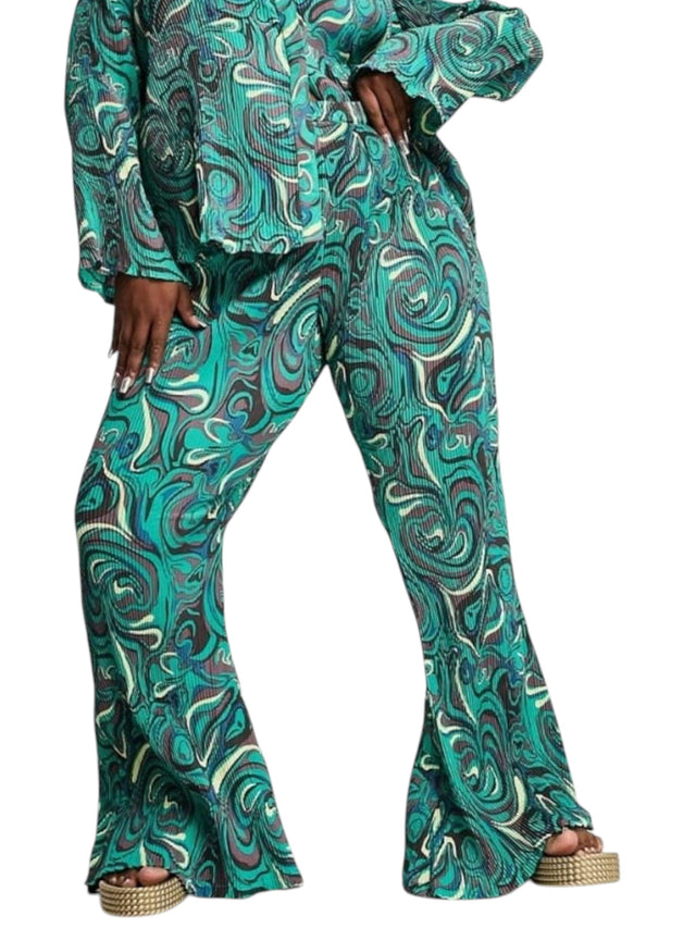 Image for Women's Graphic Pleated Pant,Green