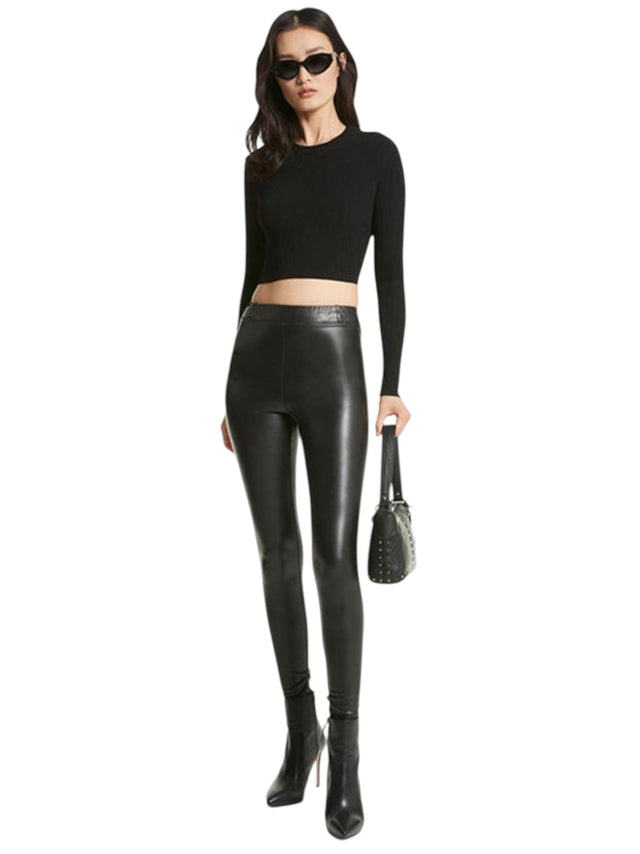 Image for Women's Plain Leather Pant,Black
