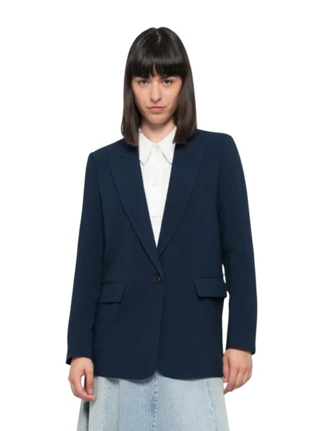 Image for Women's Plain Solid Blazer,Navy