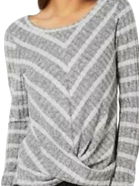 Image for Women's Striped Knitted Top,Grey