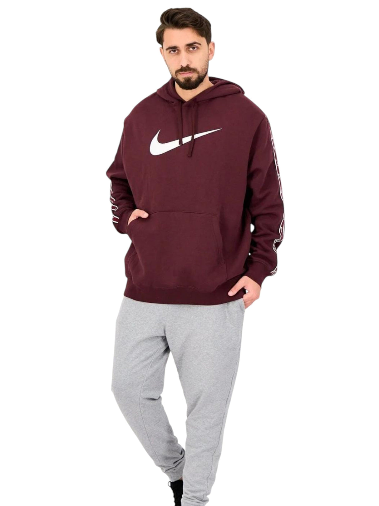 Image for Men's Logo Printed Hoodie,Burgundy