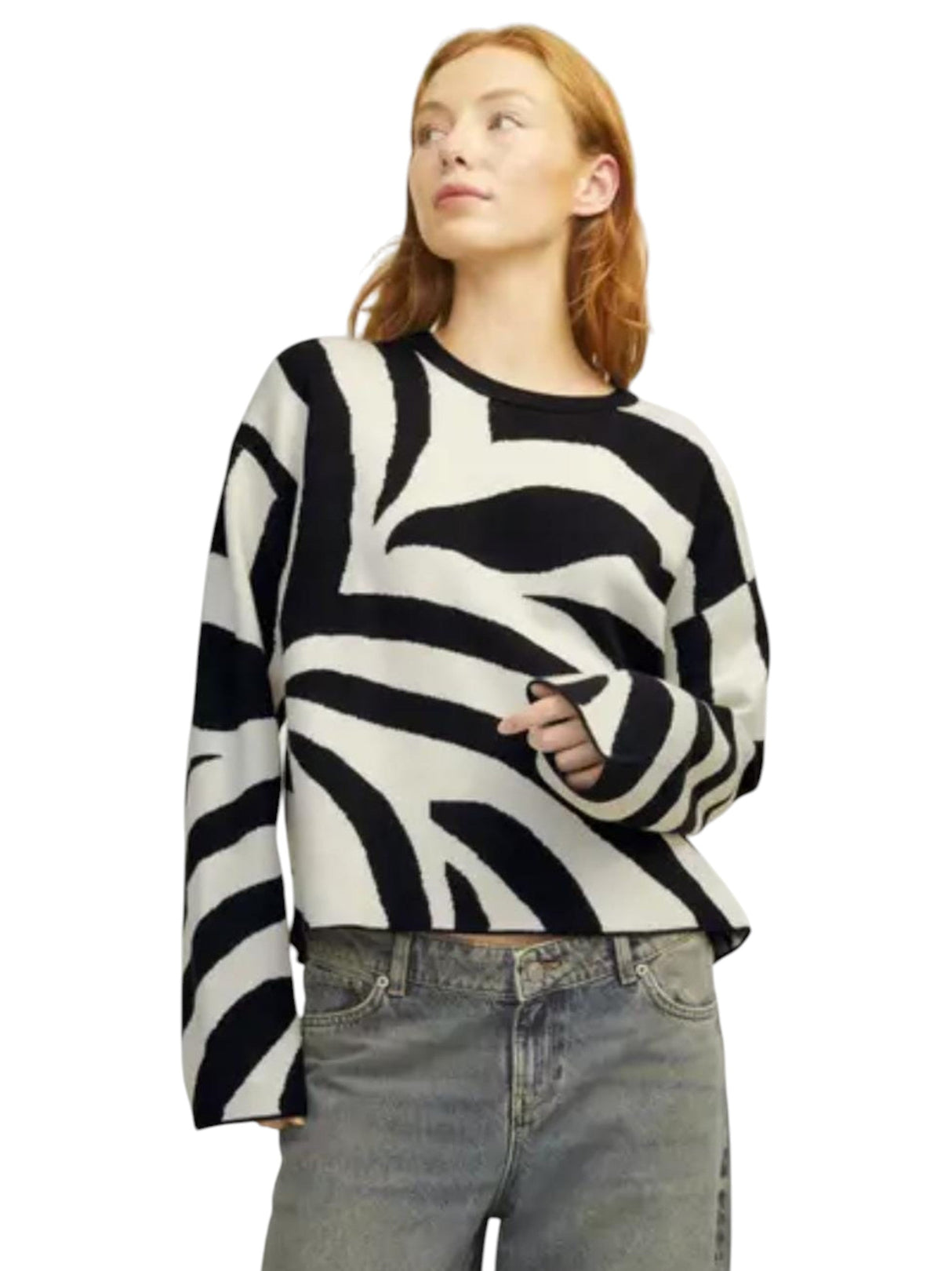 Image for Women's Knitted Sweaters,Black/White