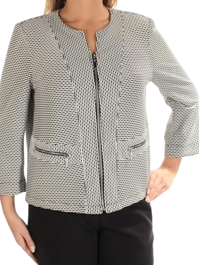 Image for Women's Wavy Striped Jacket,White/Black