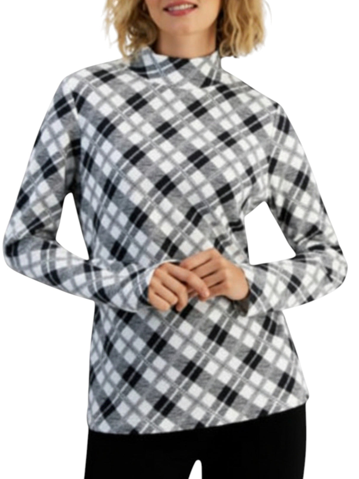 Image for Women's Plaid Top,Black/White