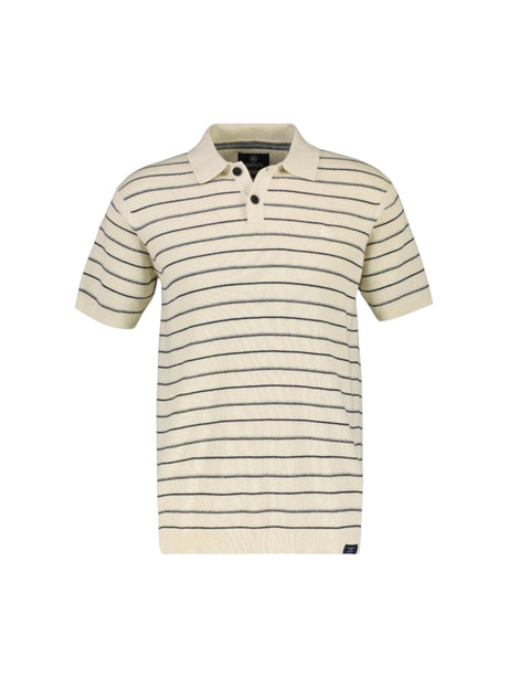 Image for Men's Striped Texured Polo Shirt,Light Beige