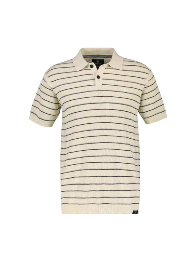 Image for Men's Striped Texured Polo Shirt,Light Beige