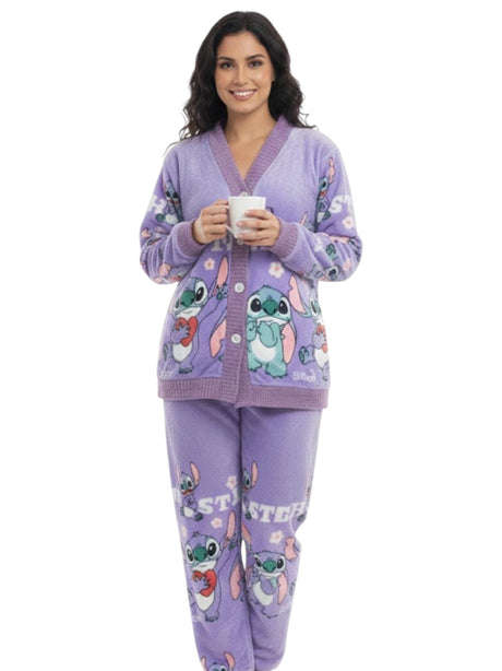 Image for Women's Faux Fur Sleepwear Pajama Set,Purple