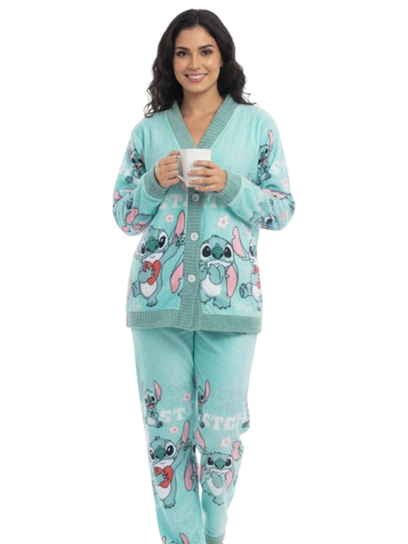 Image for Women's Faux Fur Sleepwear Pajama Set,Aqua